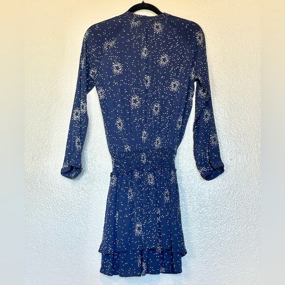 Rails Jasmine Star Mini Dress In Navy Nova Smocked Long Sleeve small - Picture 14 of 14